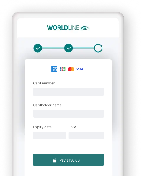The image above shows a payment process on a mobile device with MyStore branding and a Worldline payment screen overlay.